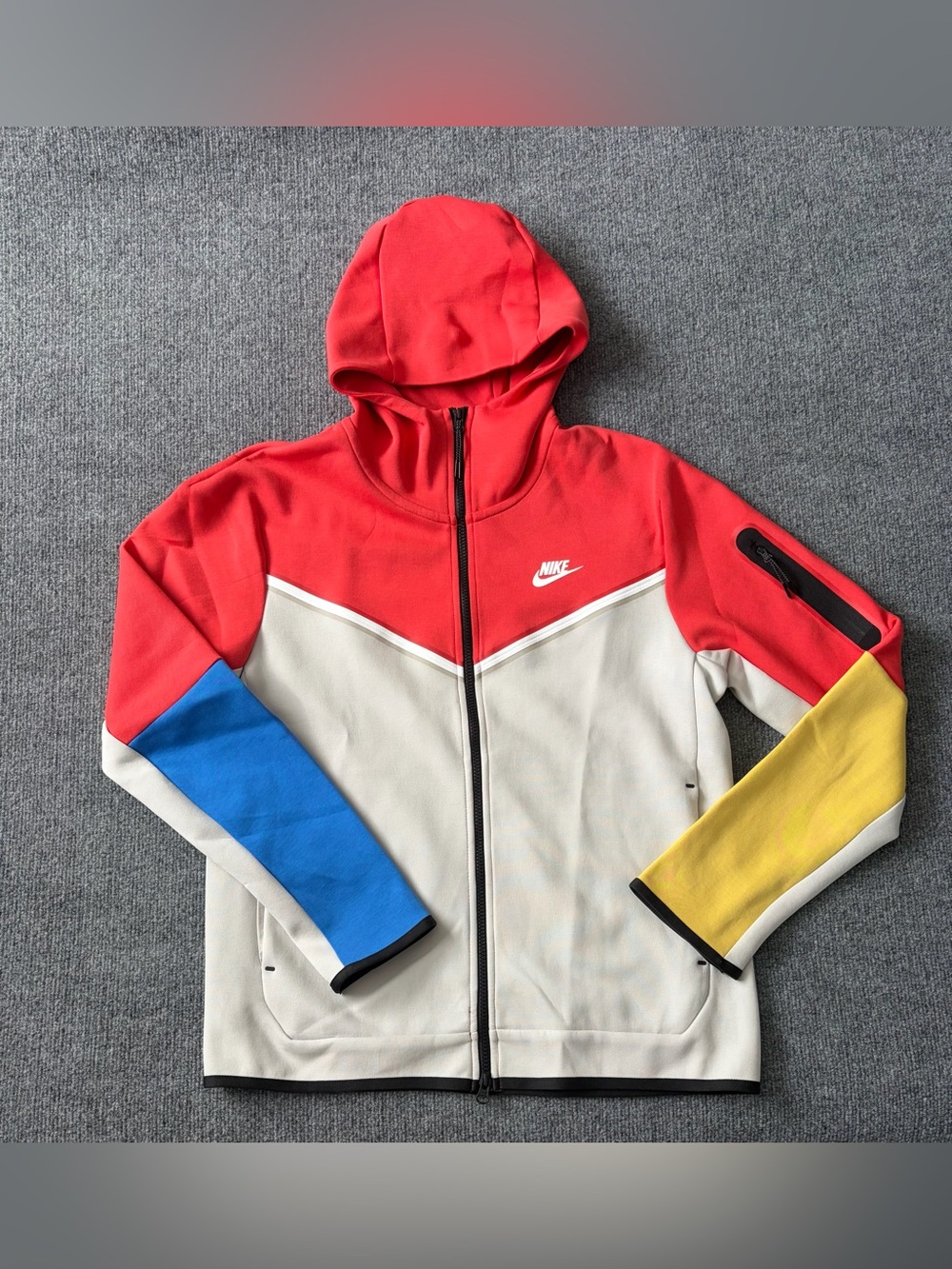 Nike Tech Fleece Windrunner Hoodie Mens M CU4489-605 Lobster Grey Colorblock